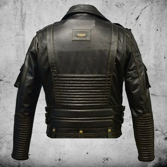 Mens Premium Cowhide Leather Motorcycle Jacket