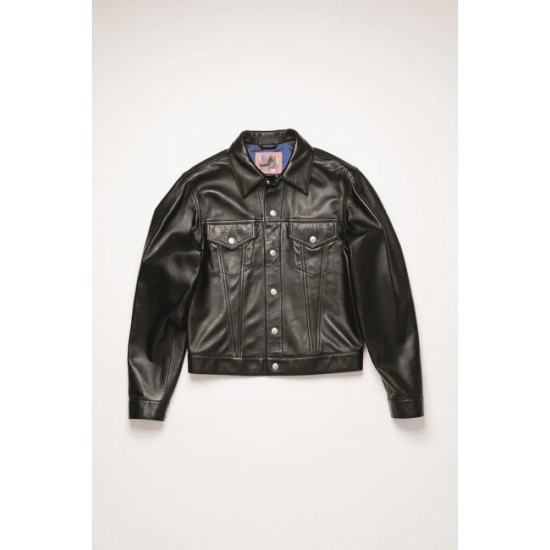 Acne Studios Classic Black Leather Trucker Jacket