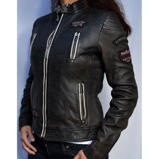 Affliction Black Premium Divergent Women’s Biker Leather Jacket