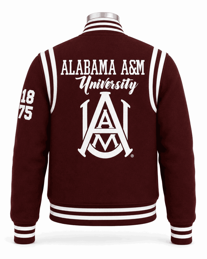 Alabama A&M University Burgundy Style Varsity Jacket - Unisex