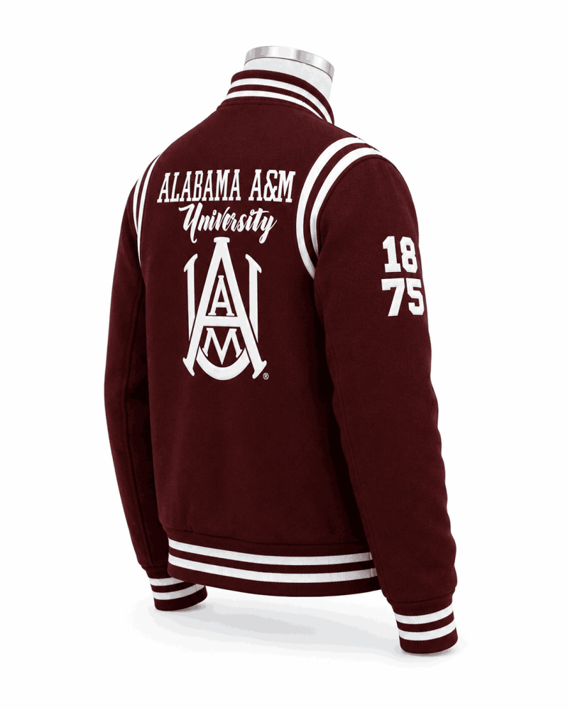 Alabama A&M University Burgundy Style Varsity Jacket - Unisex