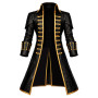 Men's Gothic Vampire Leather Coat with Gold Trim