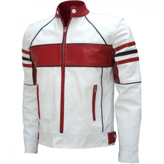 Bi Color Men's Leather Biker Jacket
