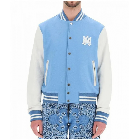 Blue and White Letterman Varsity Jacket