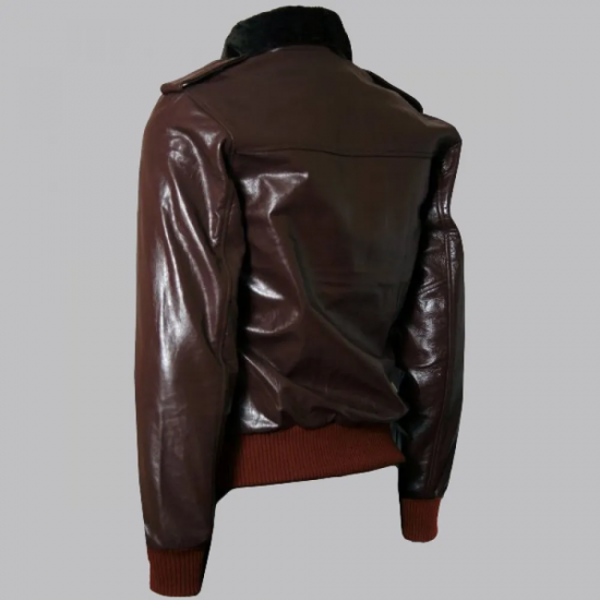 Brown R J MacReady Brown Bomber Leather Jacket