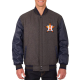 Charcoal Navy Houston Astros Varsity Wool Leather Jacket
