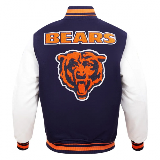 Chicago Bears Retro Classic Rib Navy Blue Wool Varsity Jacket