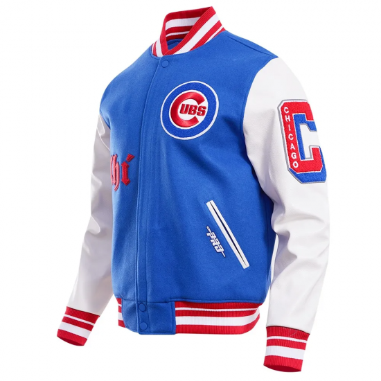 Chicago Cubs Old English Blue Wool Varsity Jacket
