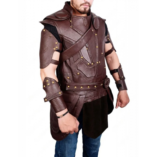 Chris Hemsworth Thor Ragnarok Brown Leather Vest with Removable Belts