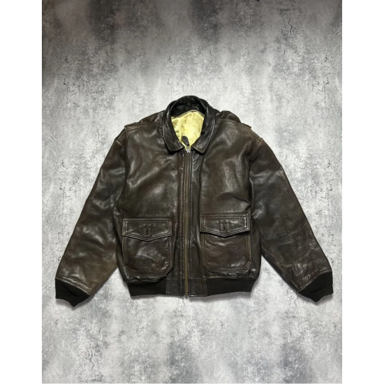 Classic Avirex Vintage Brown Leather Jacket