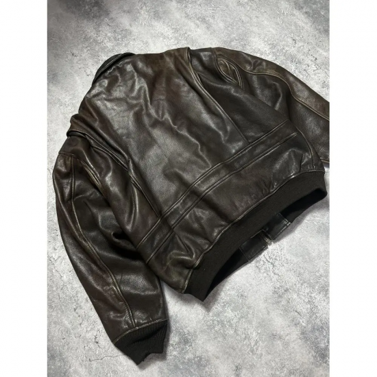 Classic Avirex Vintage Brown Leather Jacket