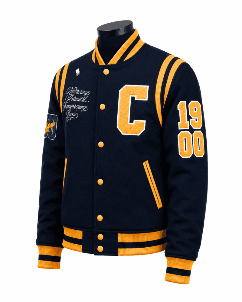 Coppin State University Style Navy Blue Varsity Jacket - Unisex