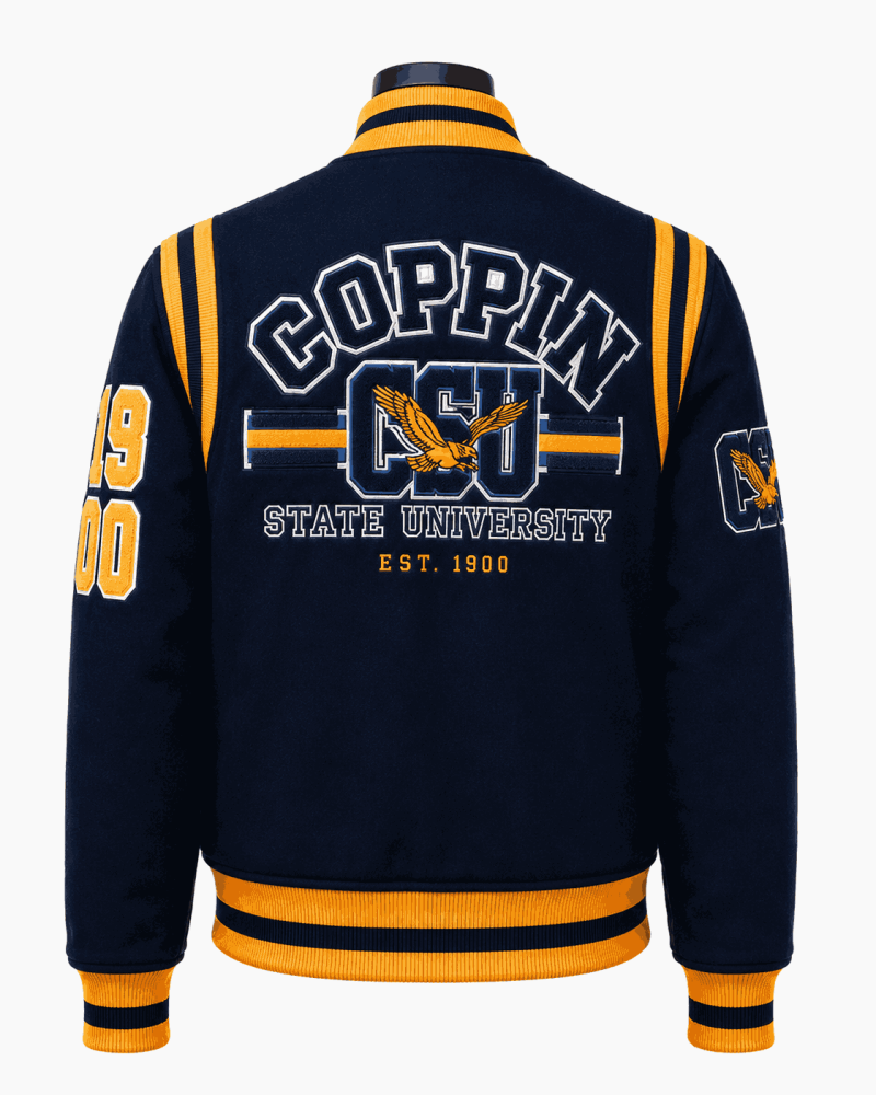 Coppin State University Style Navy Blue Varsity Jacket - Unisex