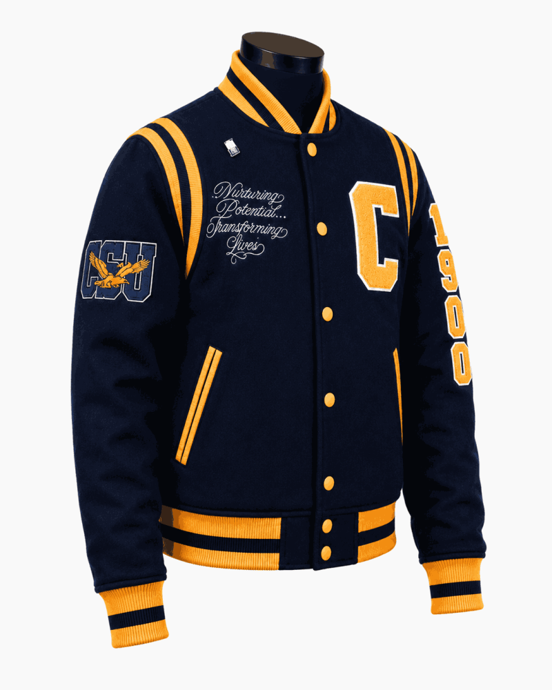 Coppin State University Style Navy Blue Varsity Jacket - Unisex