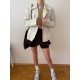 DONDUP Destroyed Couture White Leather Biker Jacket