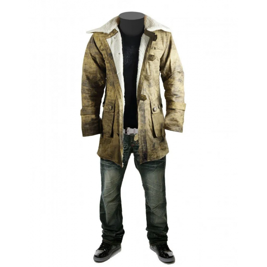 Dark knight Rises Bane Genuine Leather Buffing Brown Trench Coat Jacket