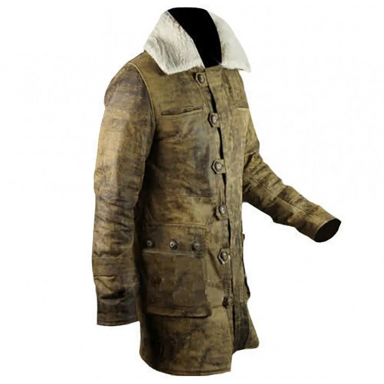 Dark knight Rises Bane Genuine Leather Buffing Brown Trench Coat Jacket