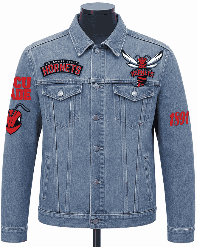 Delaware State University Style Denim Jacket - Unisex Delaware State University Style Denim Jacket - Unisex