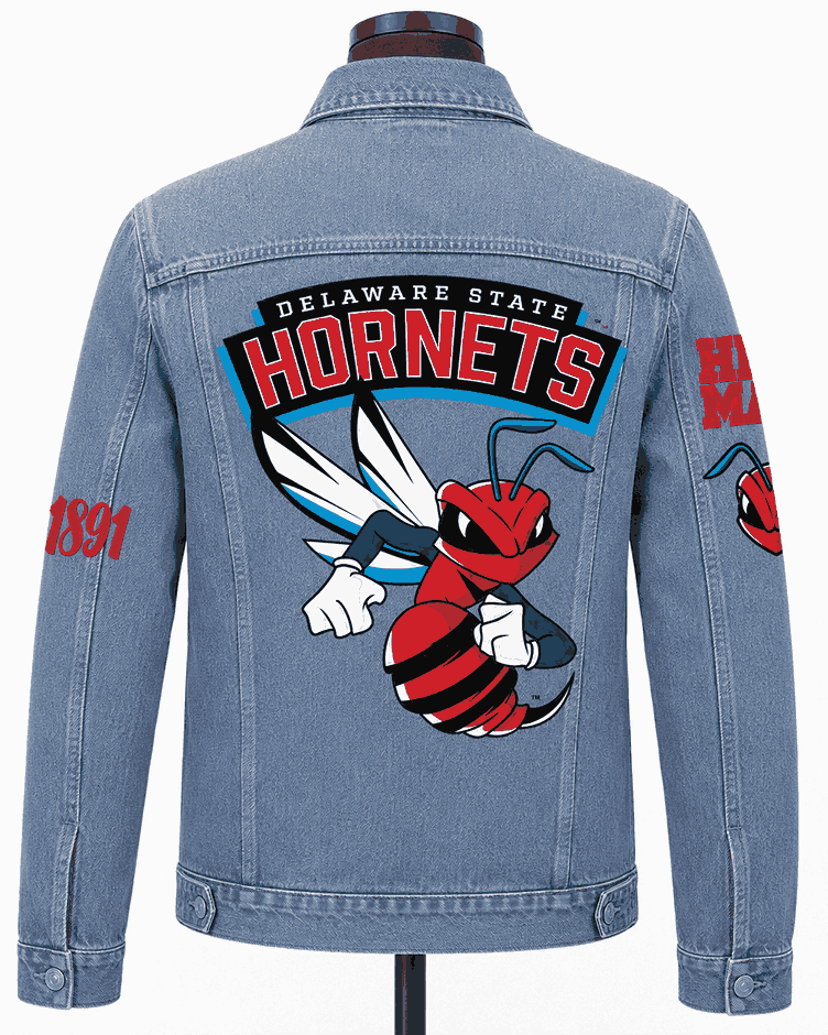 Delaware State University Style Denim Jacket - Unisex Delaware State University Style Denim Jacket - Unisex