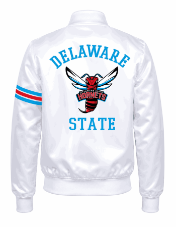 Delaware State University Style White Satin Jacket - Unisex
