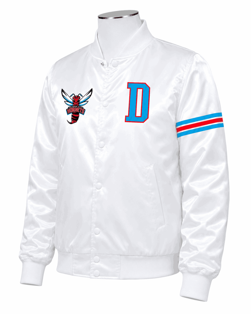 Delaware State University Style White Satin Jacket - Unisex