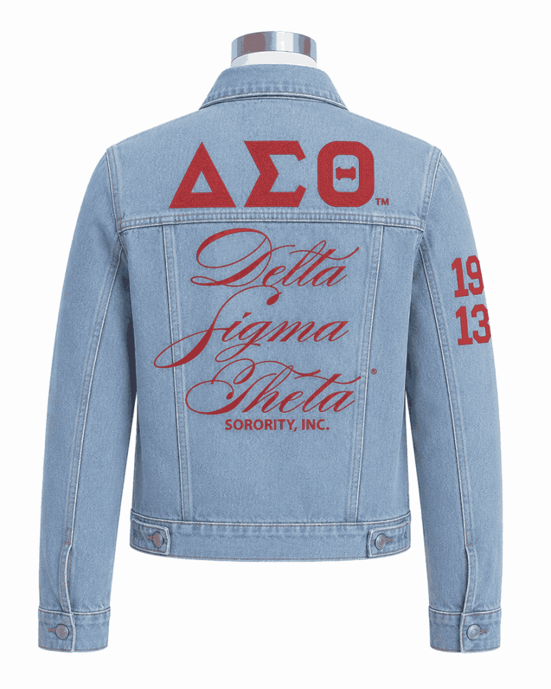Delta Sigma Theta Style Denim Jacket - Unisex Delta Sigma Theta Style Denim Jacket - Unisex