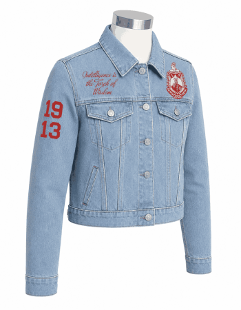 Delta Sigma Theta Style Denim Jacket - Unisex Delta Sigma Theta Style Denim Jacket - Unisex
