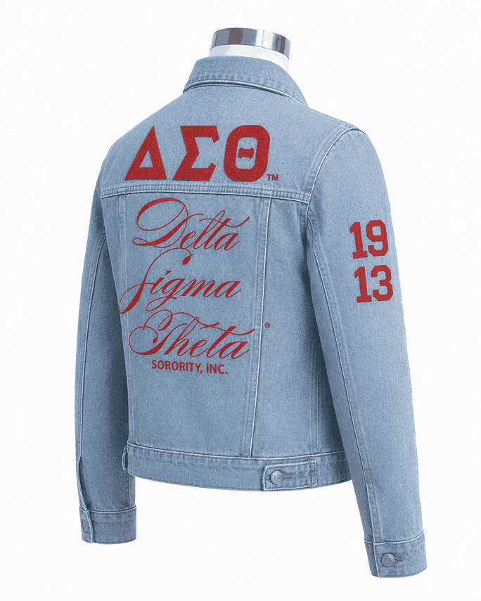 Delta Sigma Theta Style Denim Jacket - Unisex Delta Sigma Theta Style Denim Jacket - Unisex