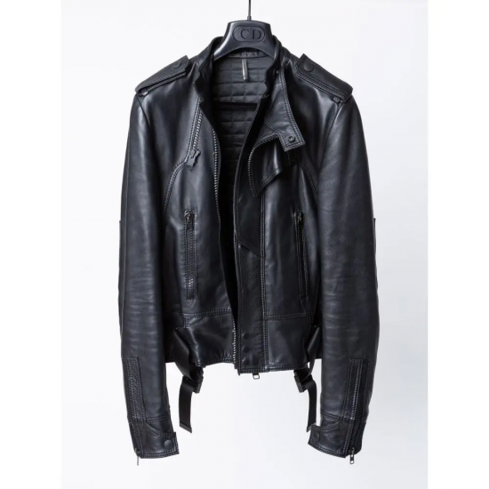 Dior Hedi Slimane Navigate Black Leather Biker Jacket