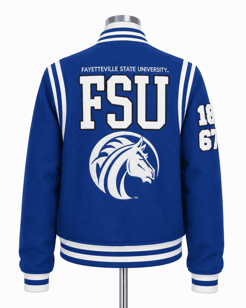 Fayetteville State University Blue Style Varsity Jacket - Unisex