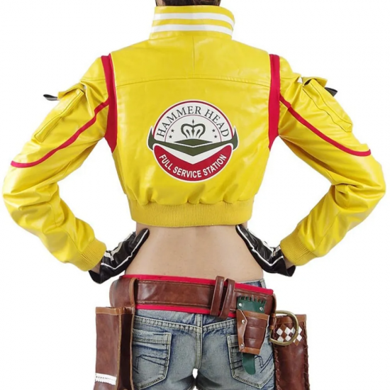 Final Fantasy 15 Cindy Yellow Leather Jacket with Hammer Head Patch