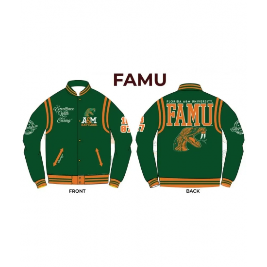 Florida A&M University Unisex Green Varsity Jacket