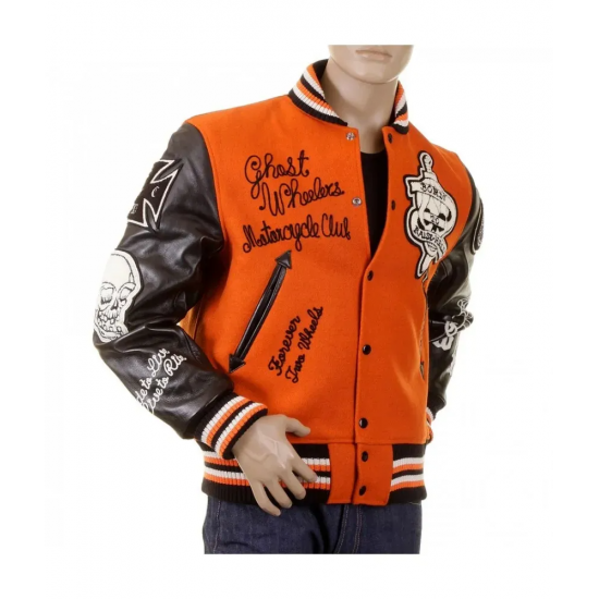 Ghost Wheelers Orange Letterman Varsity Jacket