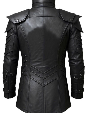 Gothic Steampunk Hooded Leather Trench Coat