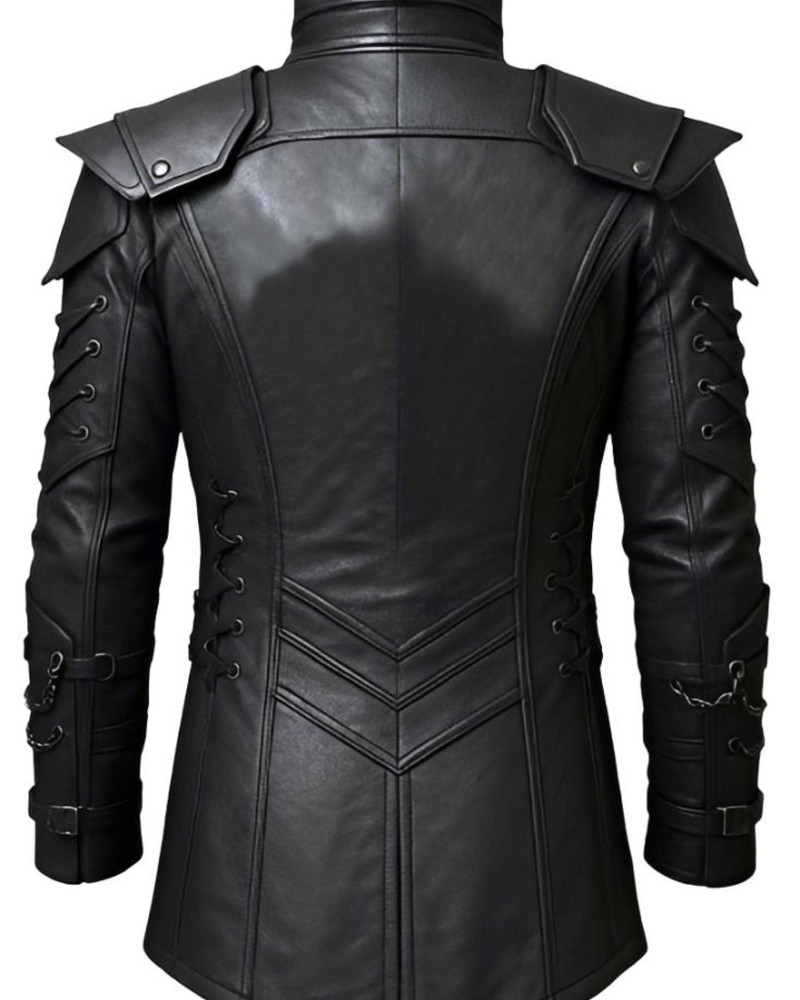 Gothic Steampunk Hooded Leather Trench Coat