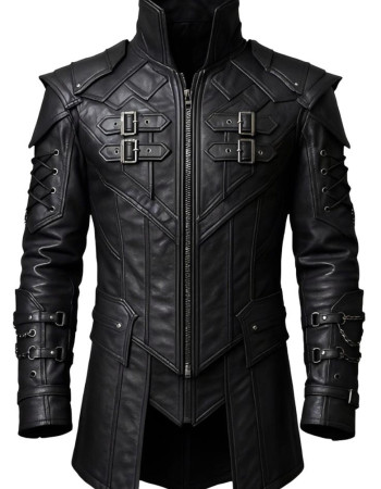 Gothic Steampunk Hooded Leather Trench Coat