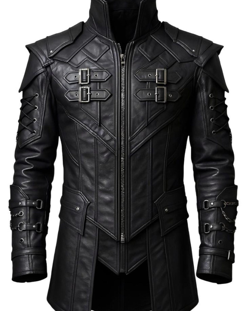 Gothic Steampunk Hooded Leather Trench Coat