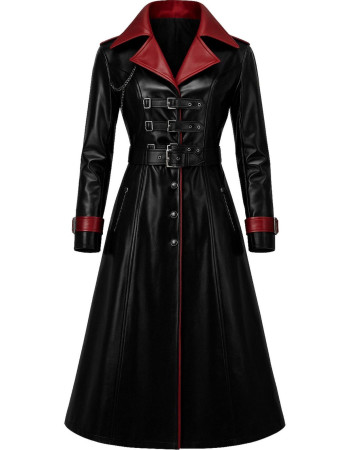 Gothic Vampire Black Trench Coat Costume