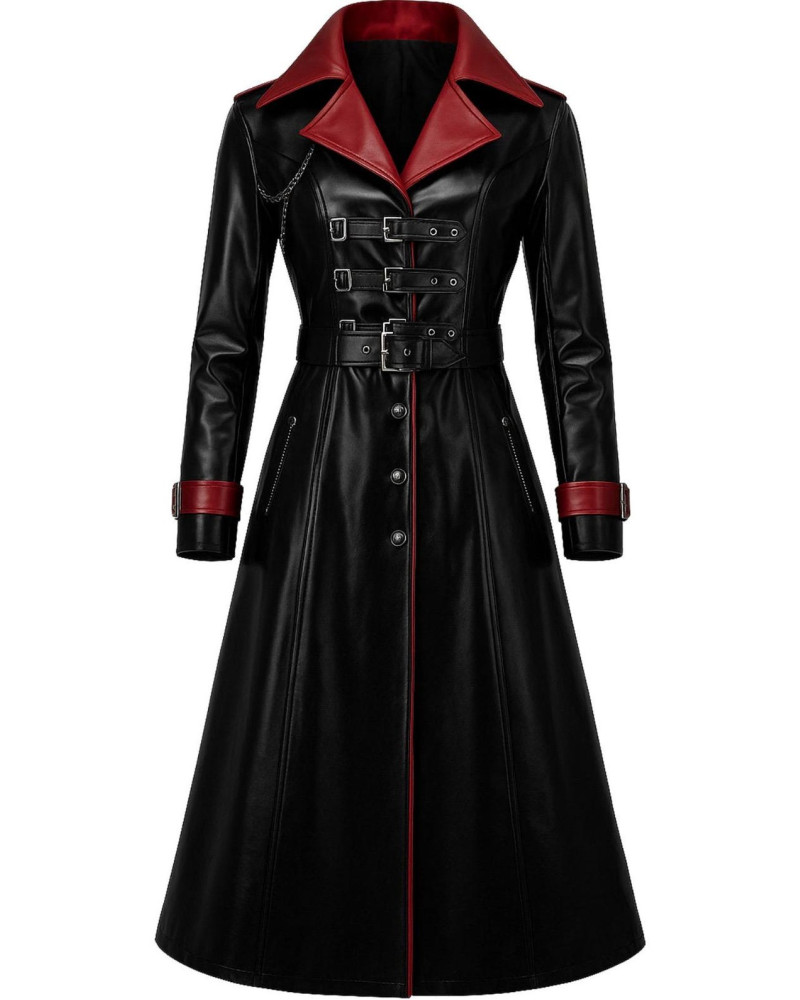 Gothic Vampire Black Trench Coat Costume