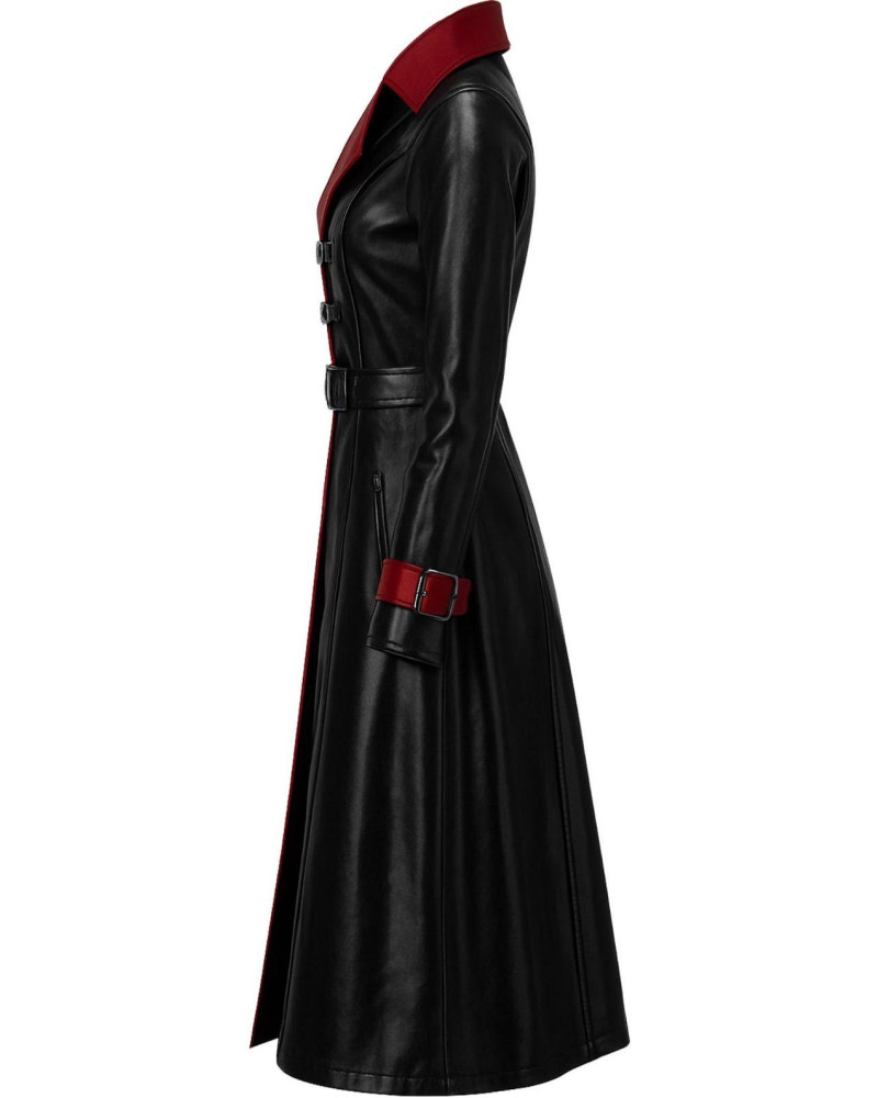 Gothic Vampire Black Trench Coat Costume