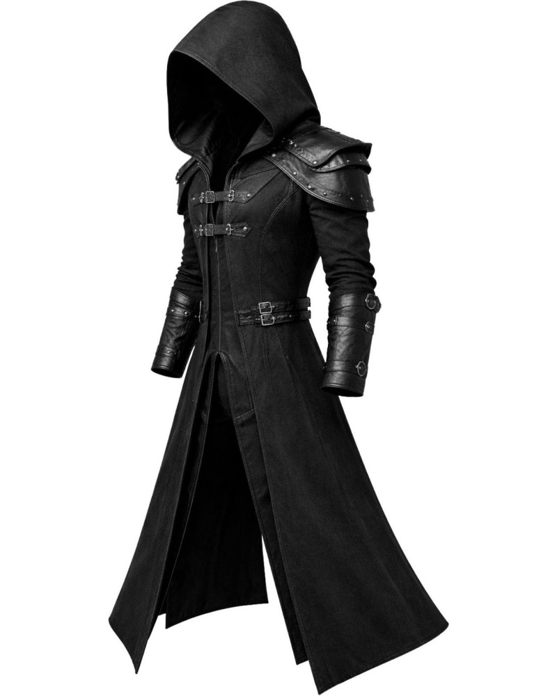 Men's Black Gothic Hooded Long Coat