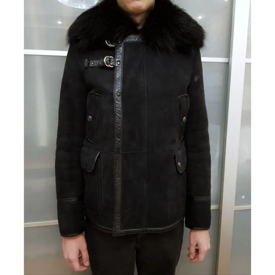 Gucci Fur Collar Shearling Leather Jacket