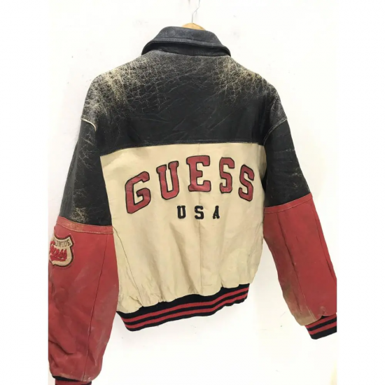 Guess USA Vintage Varsity Leather Jacket