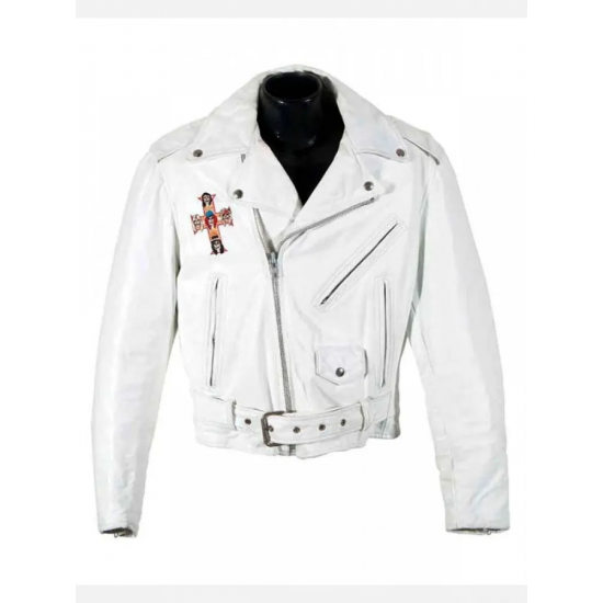 Guns N Roses Paradise City White Leather Biker Jacket