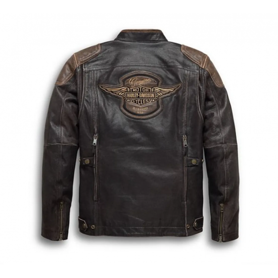 Harley Davidson Triple Vent System Brown Leather Jacket