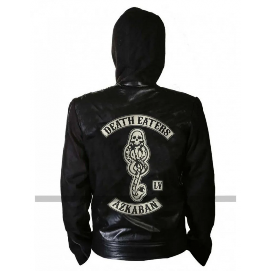 Harry Potter Death Eaters Of Azkaban Black Leather Hoodie Jacket