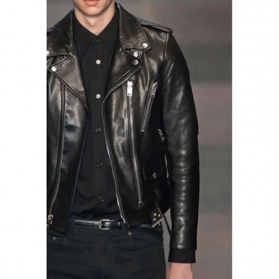 Hedi Slimane x Saint Laurent Paris Calf Black Leather Jacket