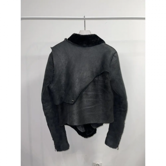 Helmut Lang Abstract Asymmetrical Shearling Leather Jacket