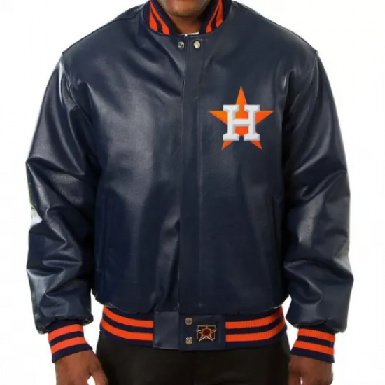 Houston Astros Blue Leather Jacket