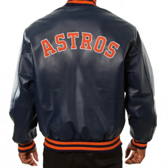 Houston Astros Blue Leather Jacket